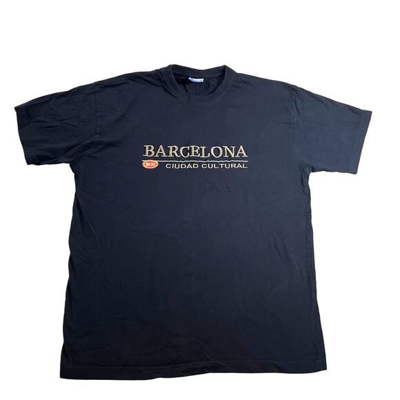 BCN Barcelona T-Shirt Men's XL Embroidered Logo Dark Black Safon Spain - Picture 1 of 9